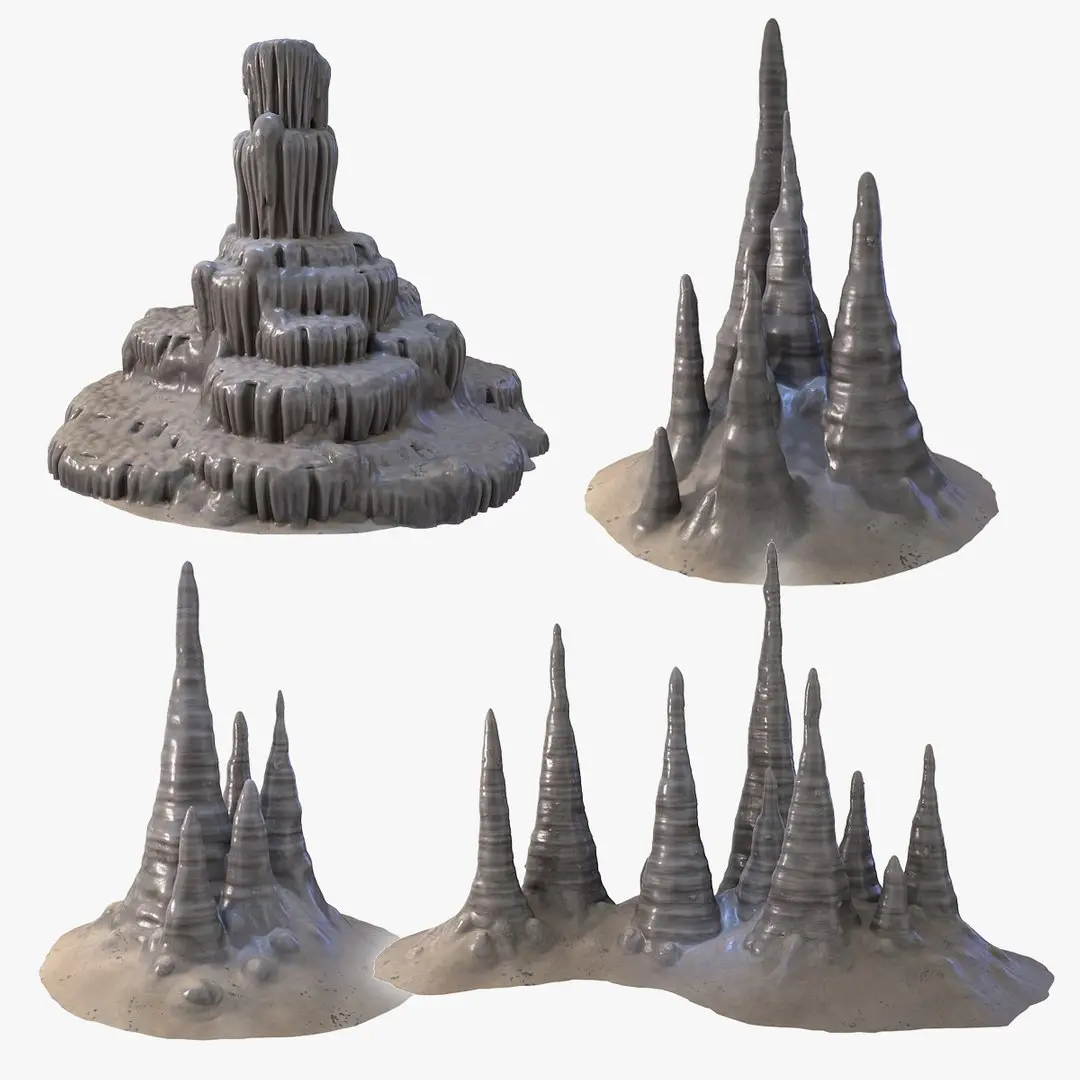 Realistic Cave Stalagmites Bundle 3D model