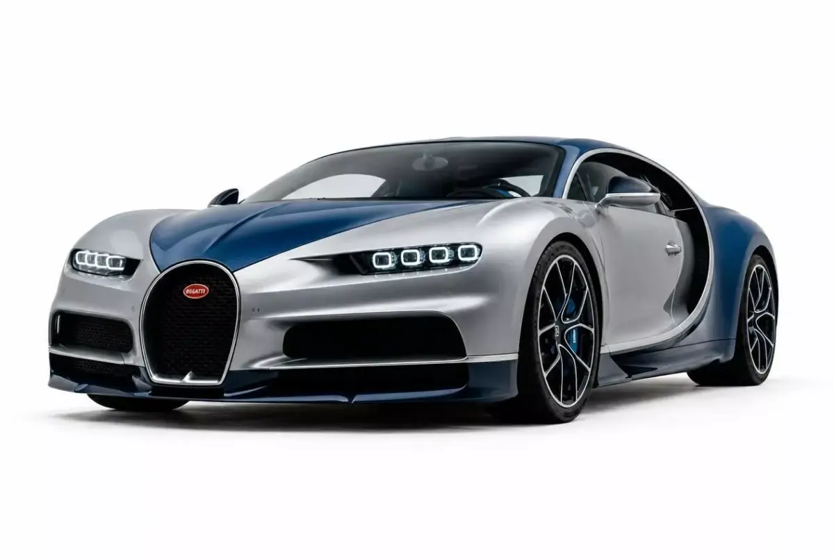 Luxury Bugatti Hypercar  Silver and Blue Carbon  3D model