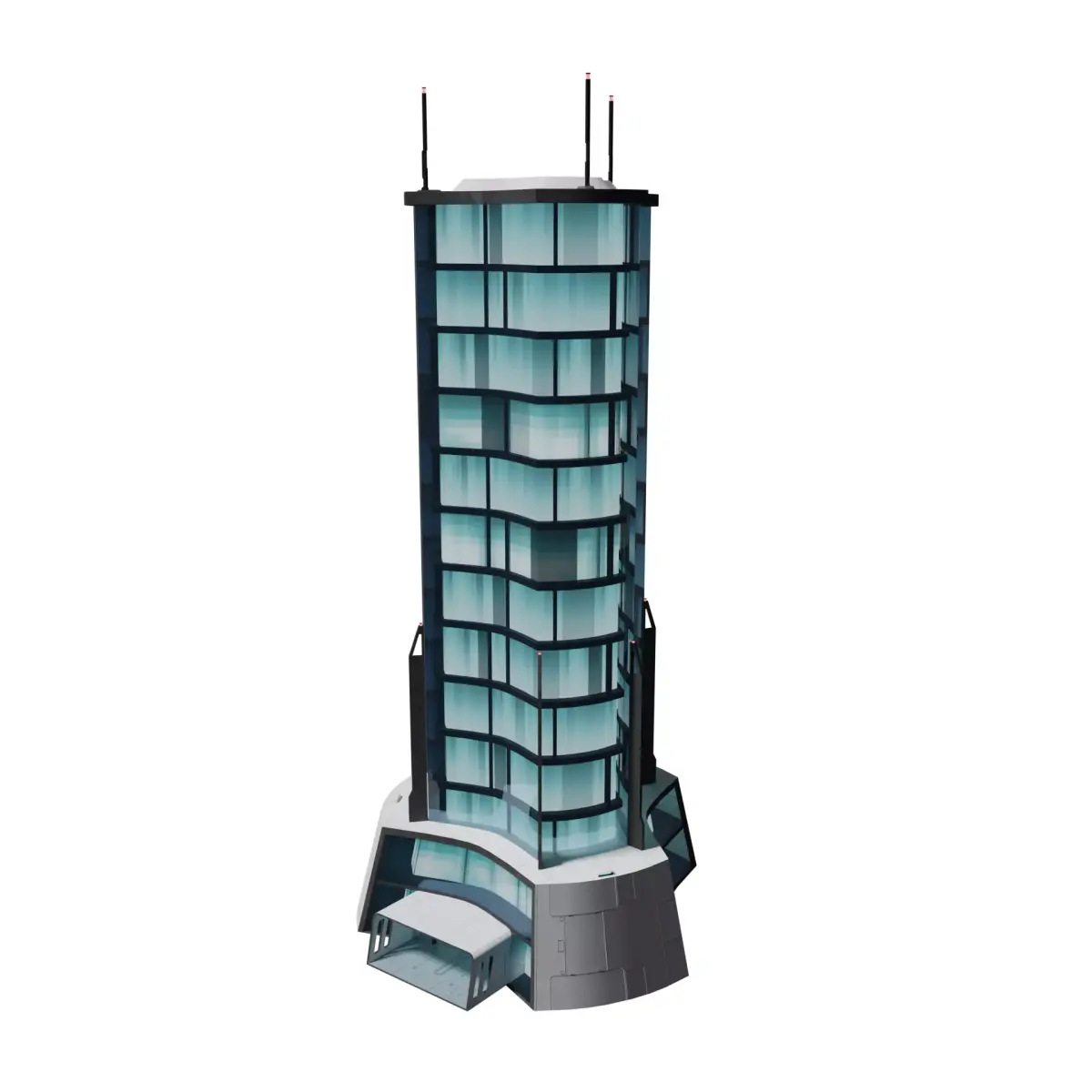 Sci-fi tall mansion Low-poly 3D model