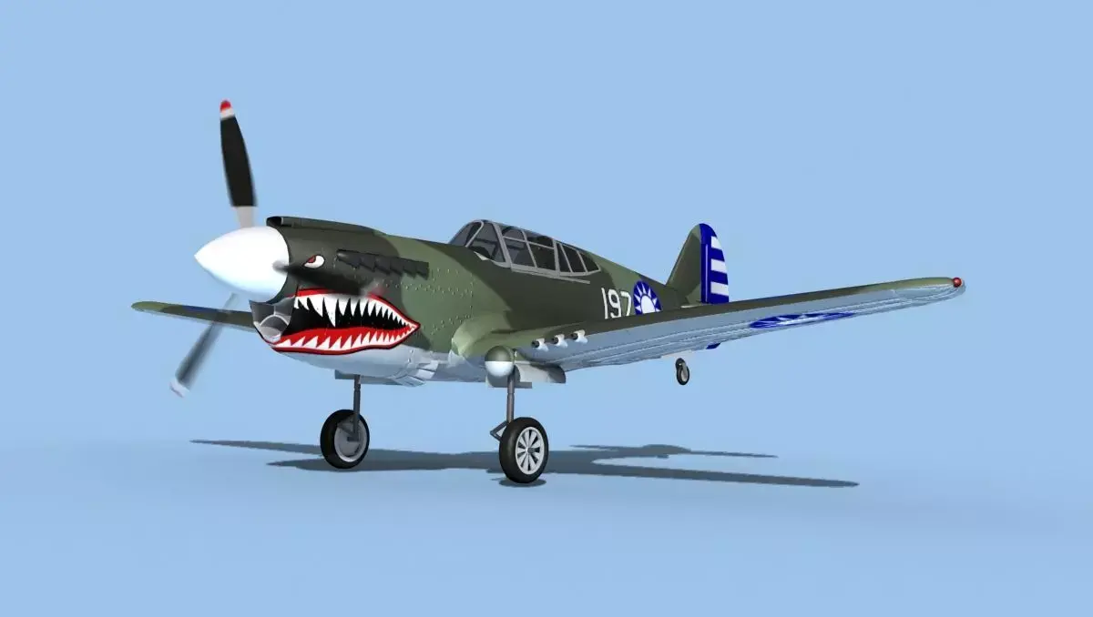 Curtiss P-40F Tomahawk V14 China 3D model