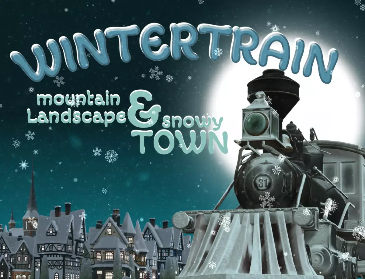 Winter Train Low-poly 3D model