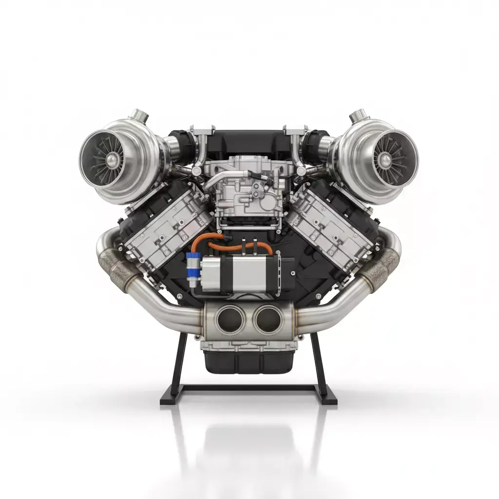 Twin-Turbocharged V-Engine Low-poly 3D model