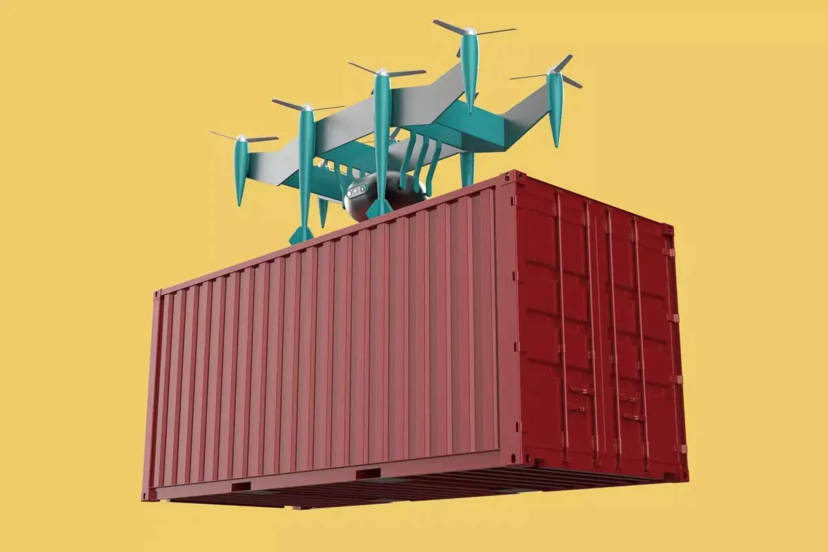 HEAVY DRONE DELIVERY AIR CARGO CONTAINER CARRYING SHIPPING BOX 3D model