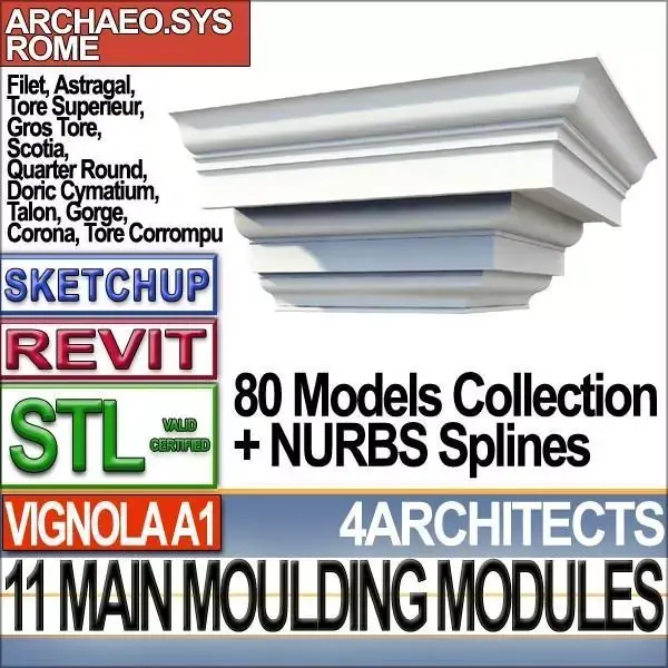 80 Architecture Moulding Modules Collection Revit STL Print 3D print model