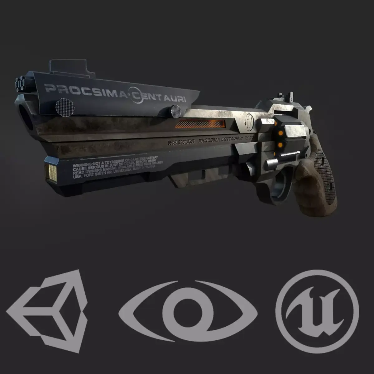 Sci-Fi Revolver   Low-poly 3D model