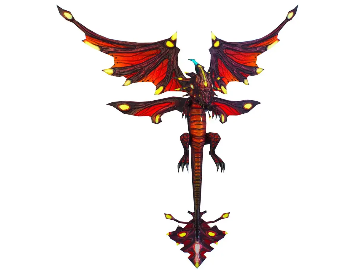 Low Poly Monster Red Young Winged Dragon Low-poly 3D model
