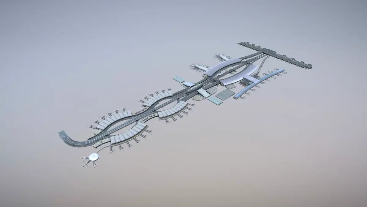 Airport Terminal LFPG Terminal2 Charles de Gaulle Airport Low-poly 3D model