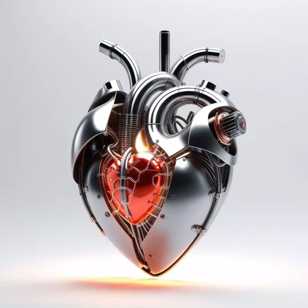 Cybernetic Heart with Glowing Tubes 3D model