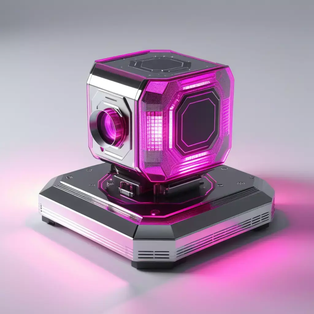 Glowing Magenta Hologram Projector 3D model