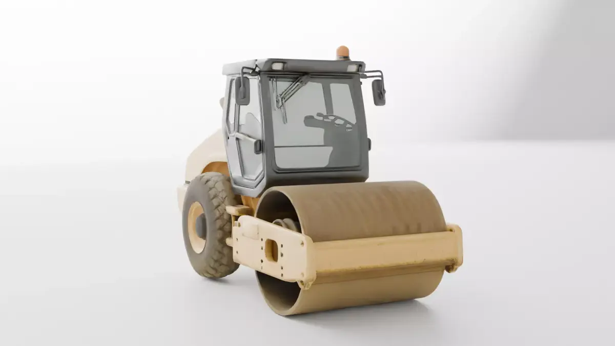 Road Roller Compactor Asphalt and Road Construction Machine 3D model