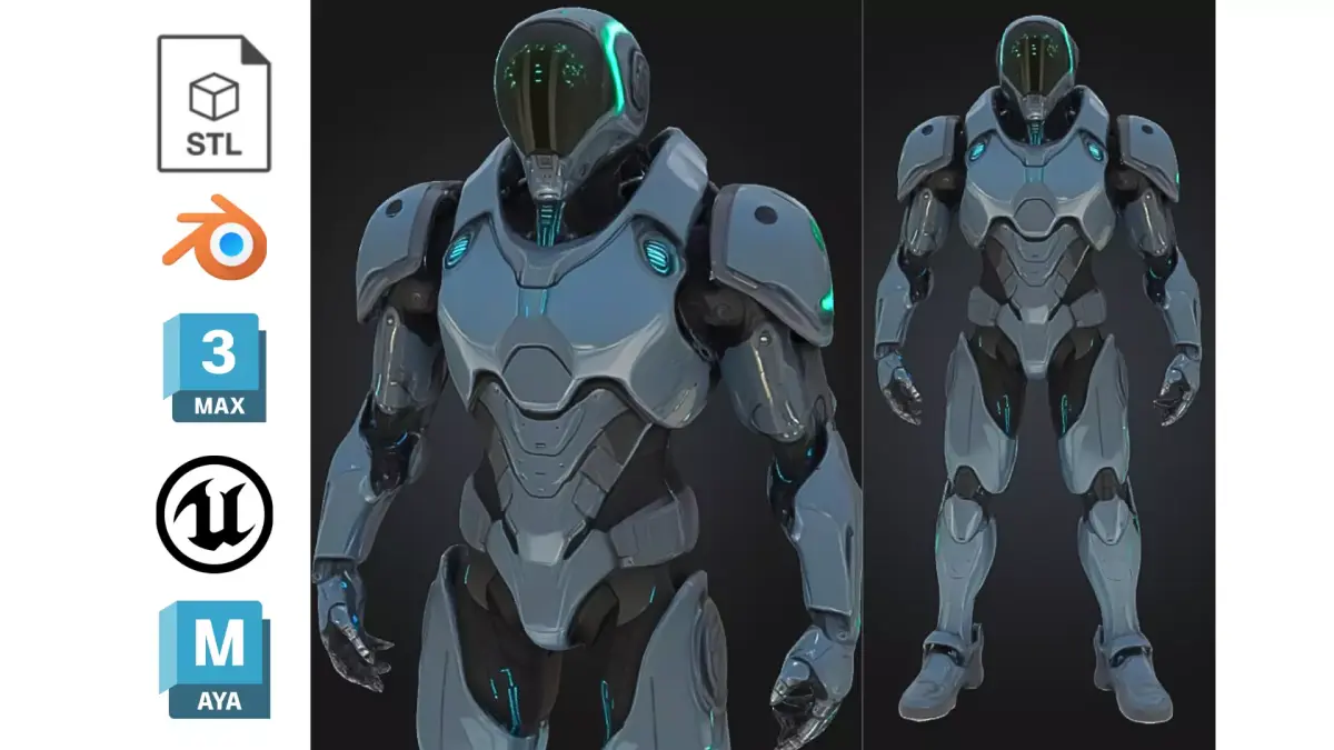 Next Gen Sci Fi Armored Robot Character Low-poly 3D model