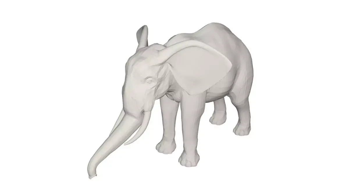 Elephant with long tusks 3D model