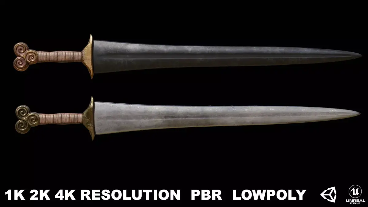 Greek Sword Xiphos 04 Low-poly 3D model