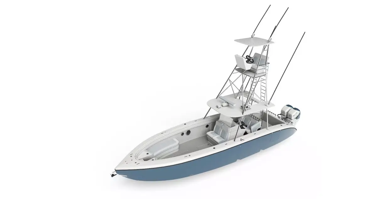 Sport fishing boat Light Grey 3D model