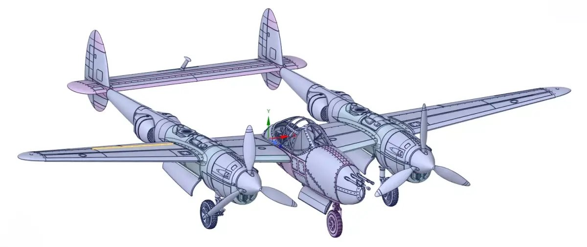 P-38J Lightning 3D print model