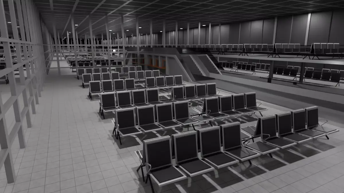 Airport Interior Low-poly 3D model 2