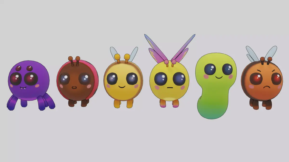 Cute Bug Pack Low-poly 3D model