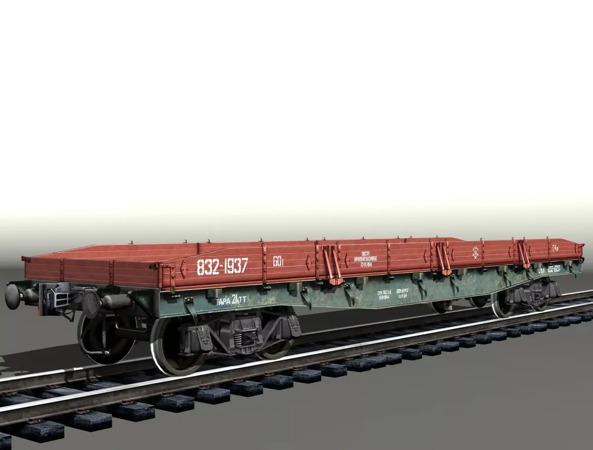 4-axle platform Low-poly 3D model