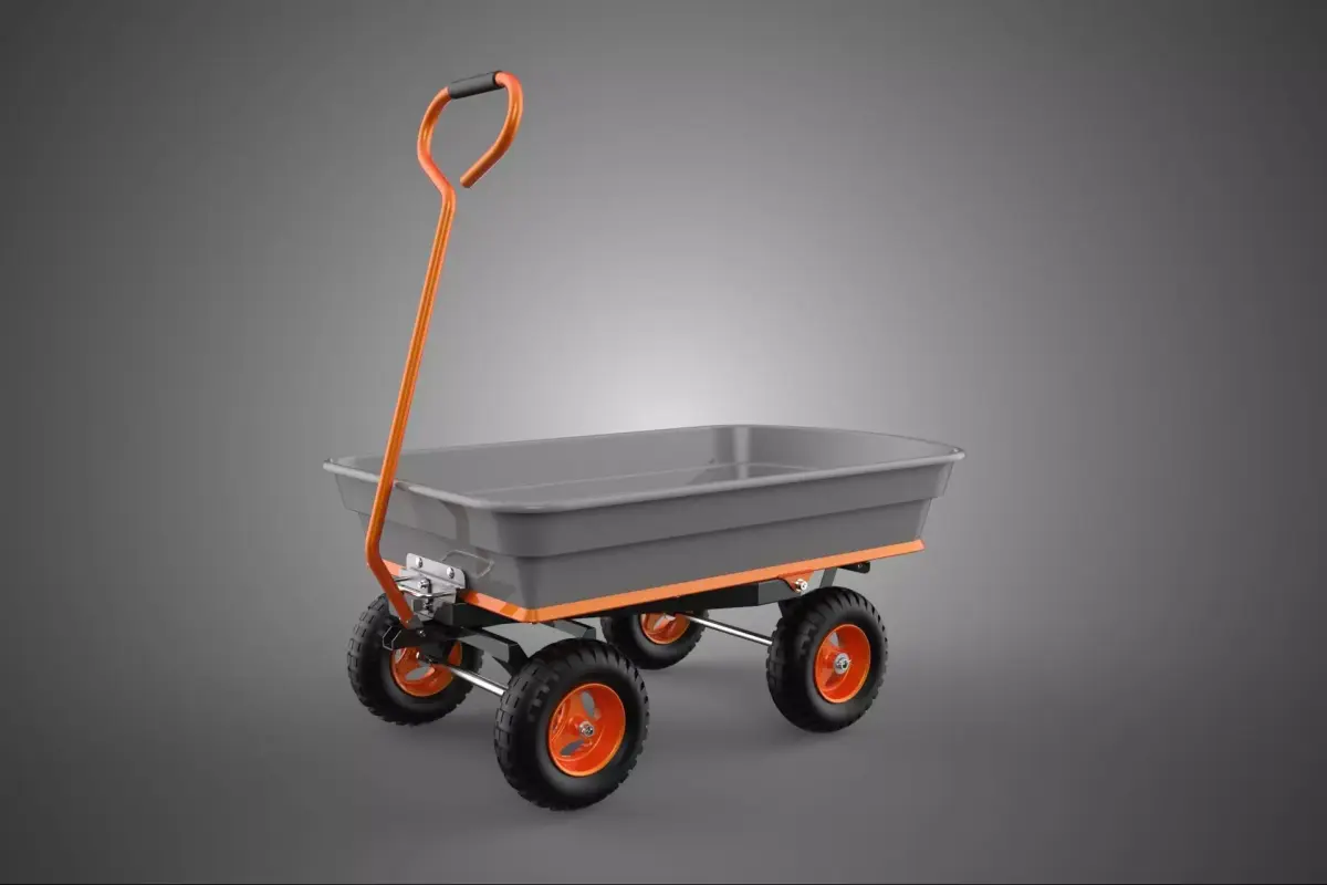 PLASTIC BED UTILITY CART WAGON TRAILER TROLLEY DOLLY DUMP GARDEN 3D model
