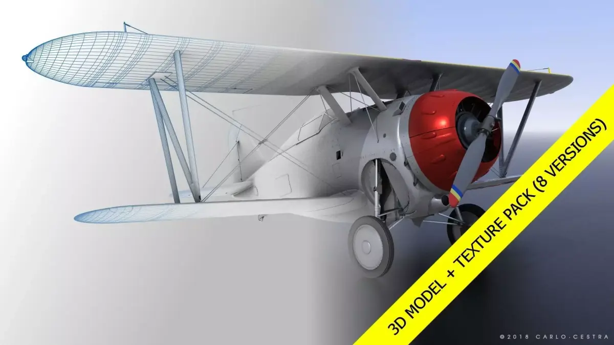 F2F-1 with texture pack Low-poly 3D model