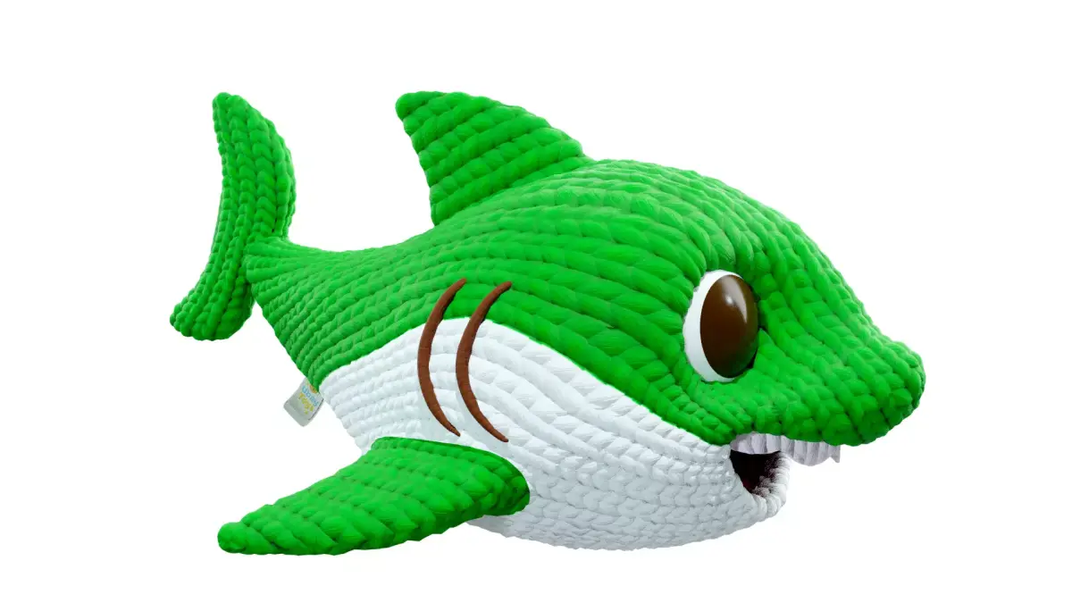 Knitted Doll Baby Shark Green 3D model