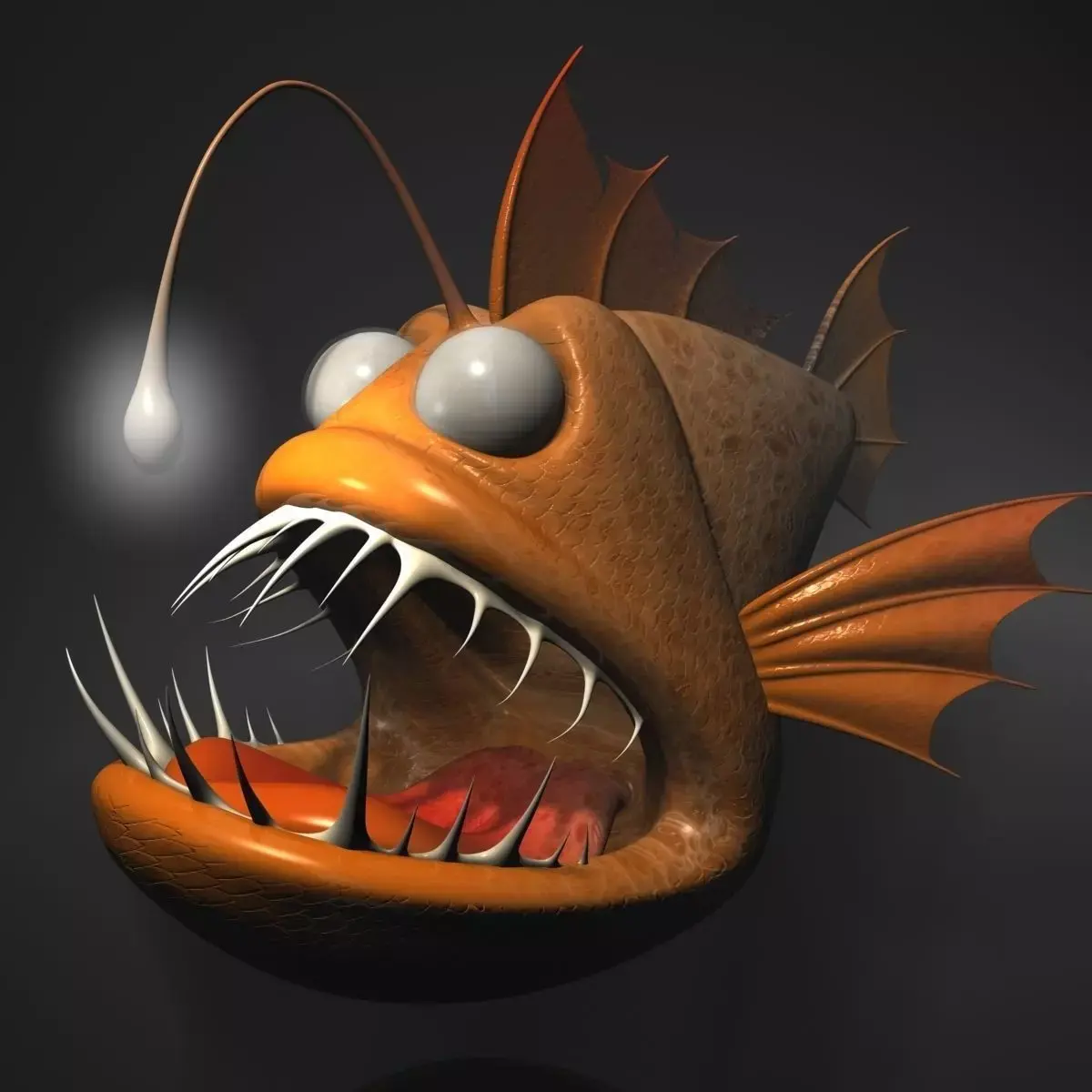 Cartoon Anglerfish RIGGED and ANIMATD Low-poly 3D model