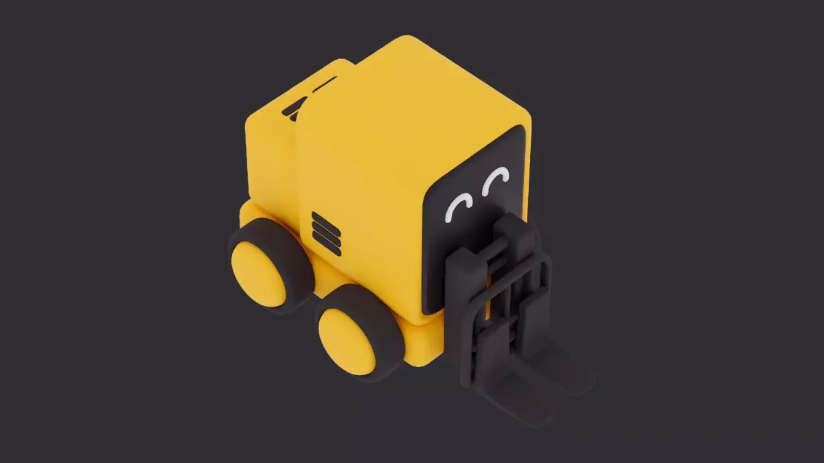 Cute Low Poly Forklift Character 3D model