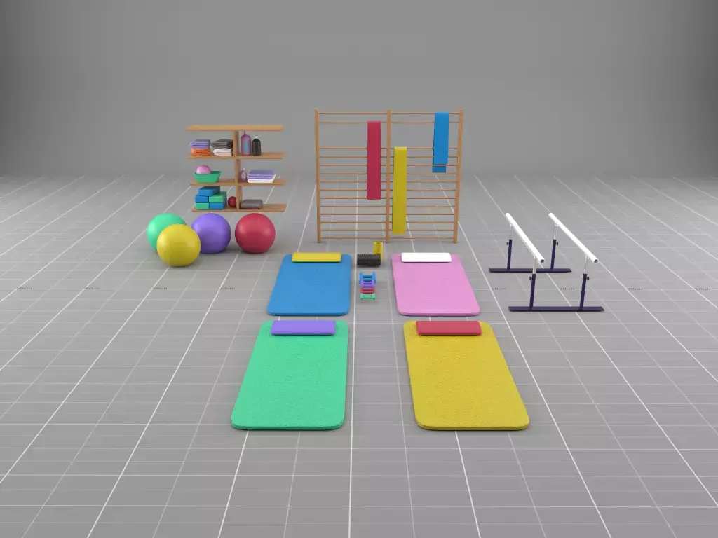 Low Poly AR VR Gym School Aerobics Miniature 3D model