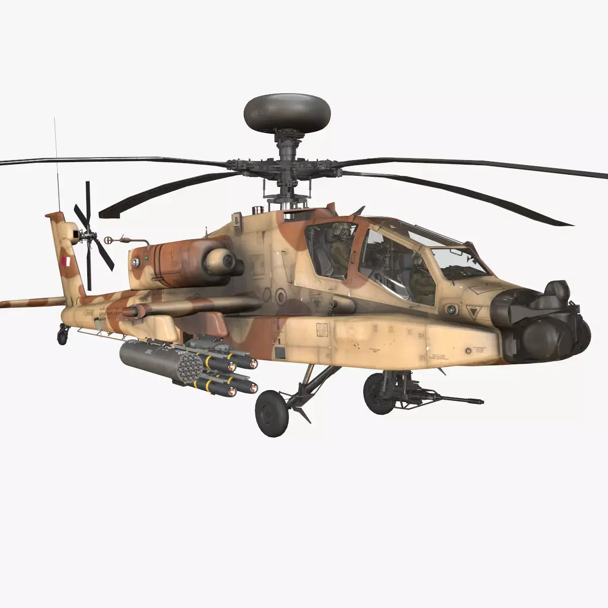 Apache AH-64E Qatar Emiri Air Force Basic Animation Low-poly 3D model