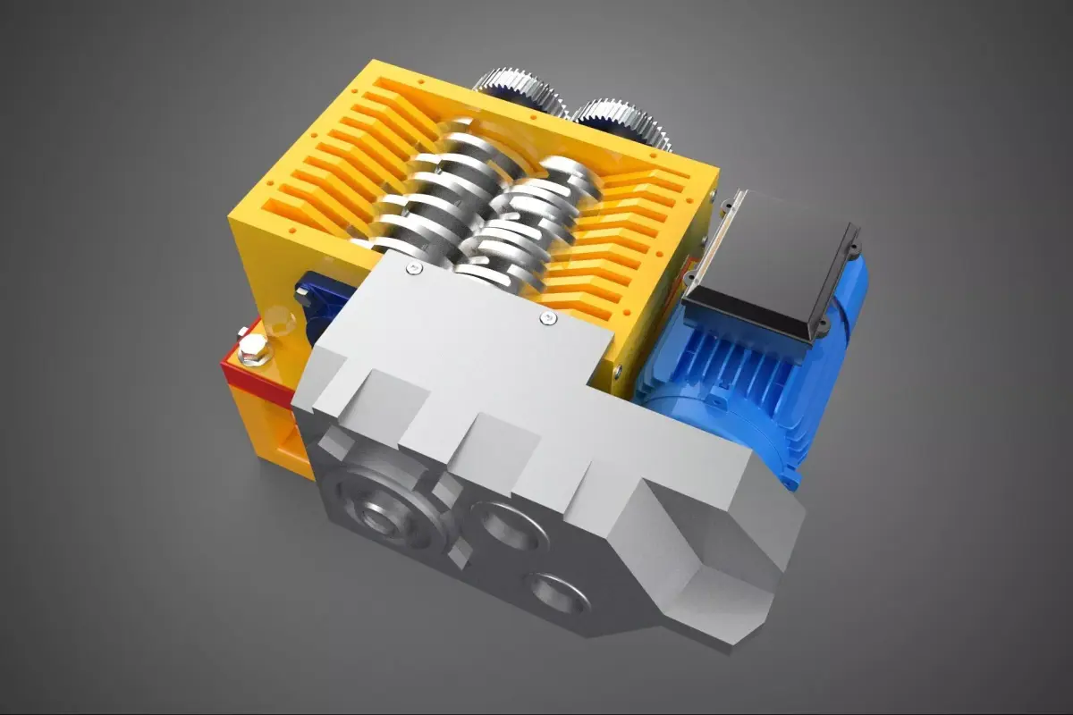 COMPACT 2 SHAFT SHREDDER GRINDER CRUSHER MACHINE ELECTRIC MOTOR 3D model