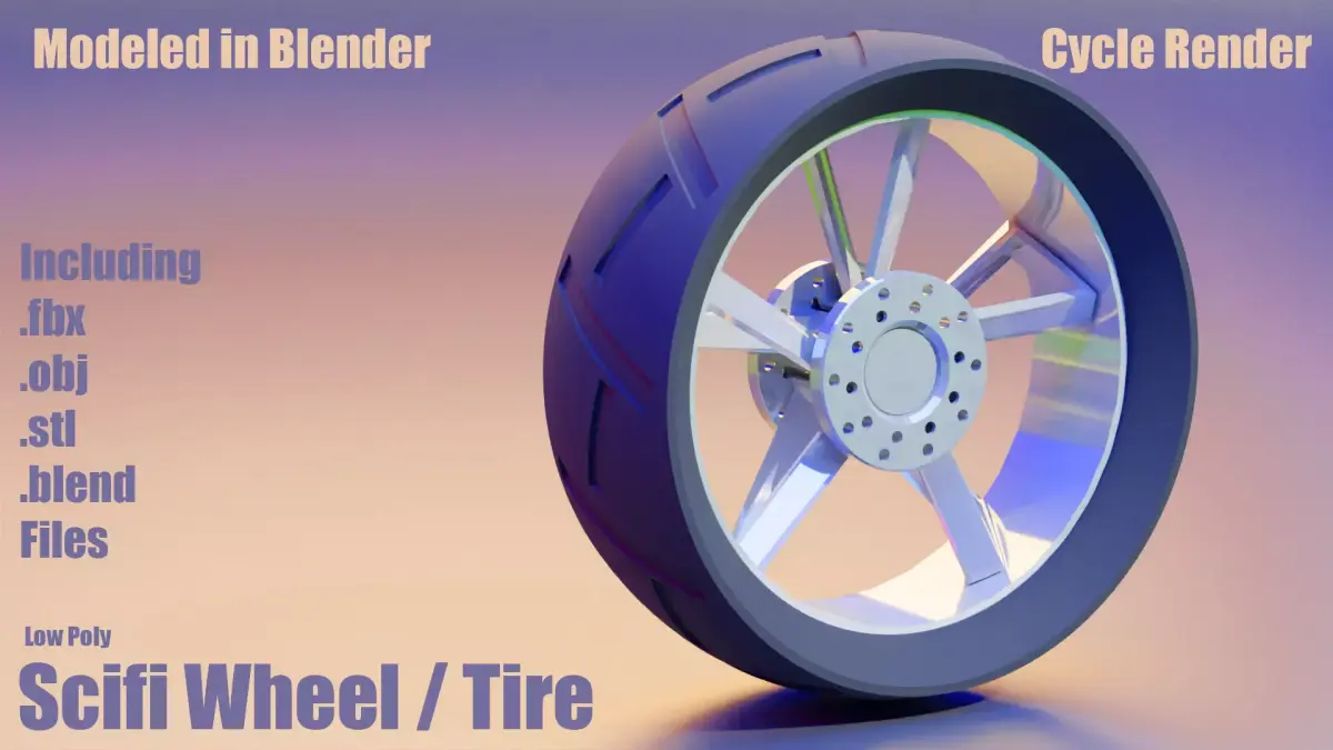 Sci-Fi Wheel Free low-poly 3D model