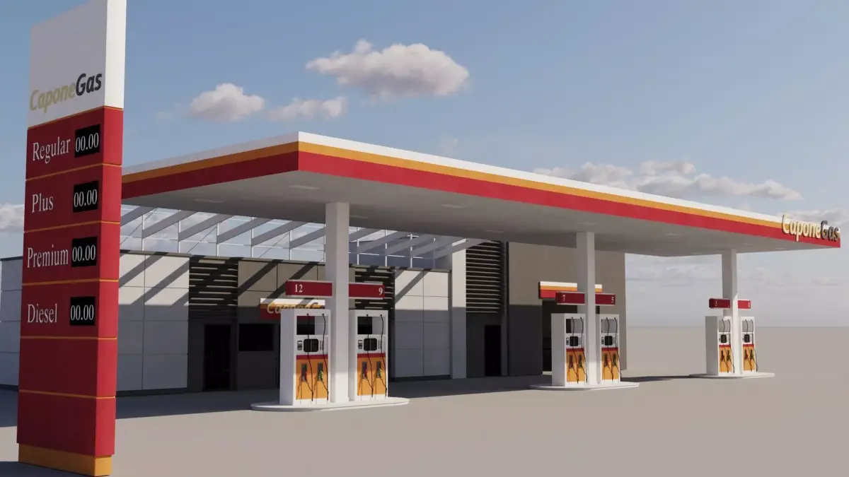 Gas Station Low-poly 3D model 4