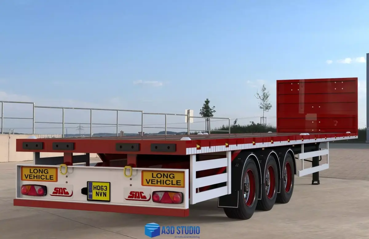 3D model of a SDC flatbed trailer 3D model