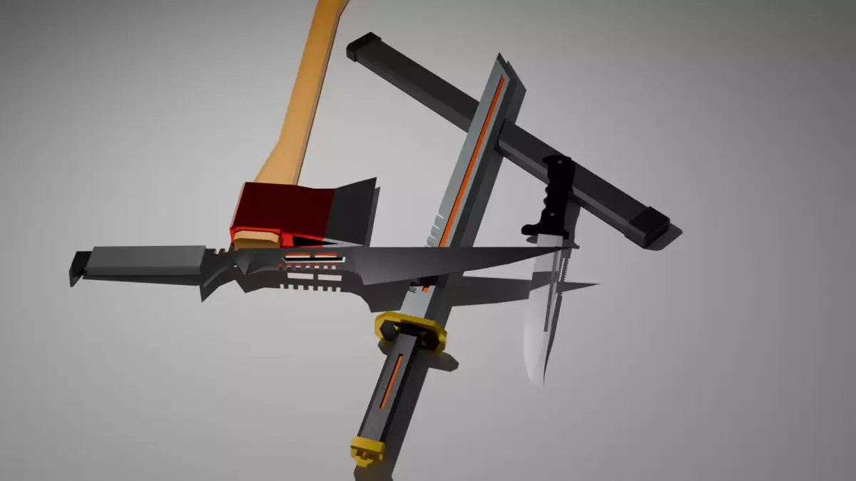 Kit de 4 armas  Low-poly 3D model