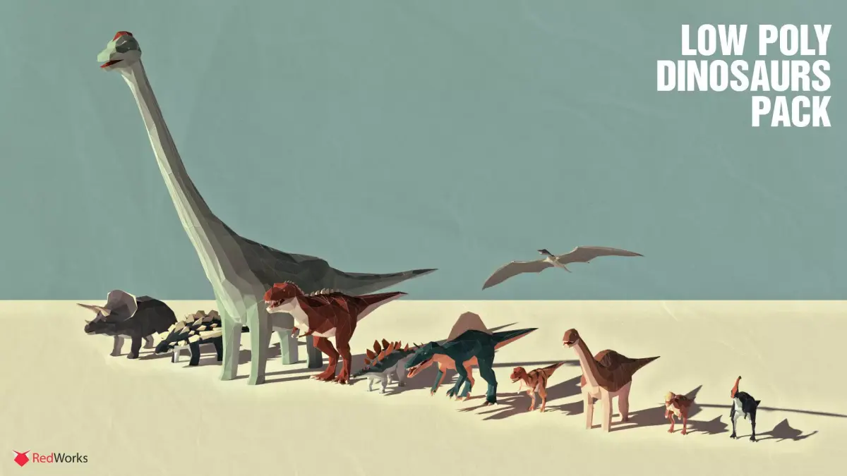 Low Poly Dinosaurs Pack Low-poly 3D model