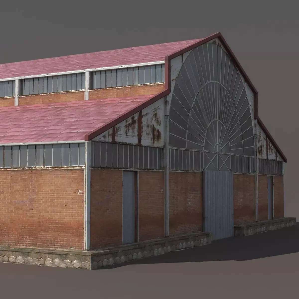 Factory Hangar Low Poly 3d Model Low-poly 3D model
