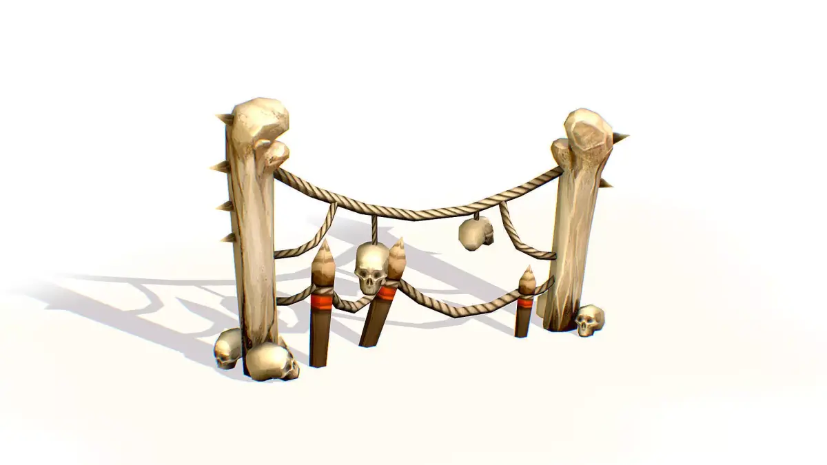 Handpaint Cartoon Bone Memorial Totem Symbol Low-poly 3D model