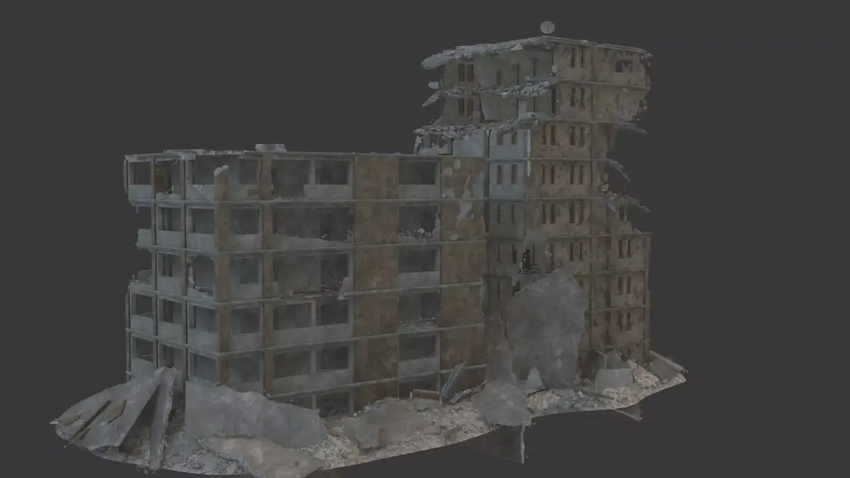 destroyed building Low-poly 3D model get