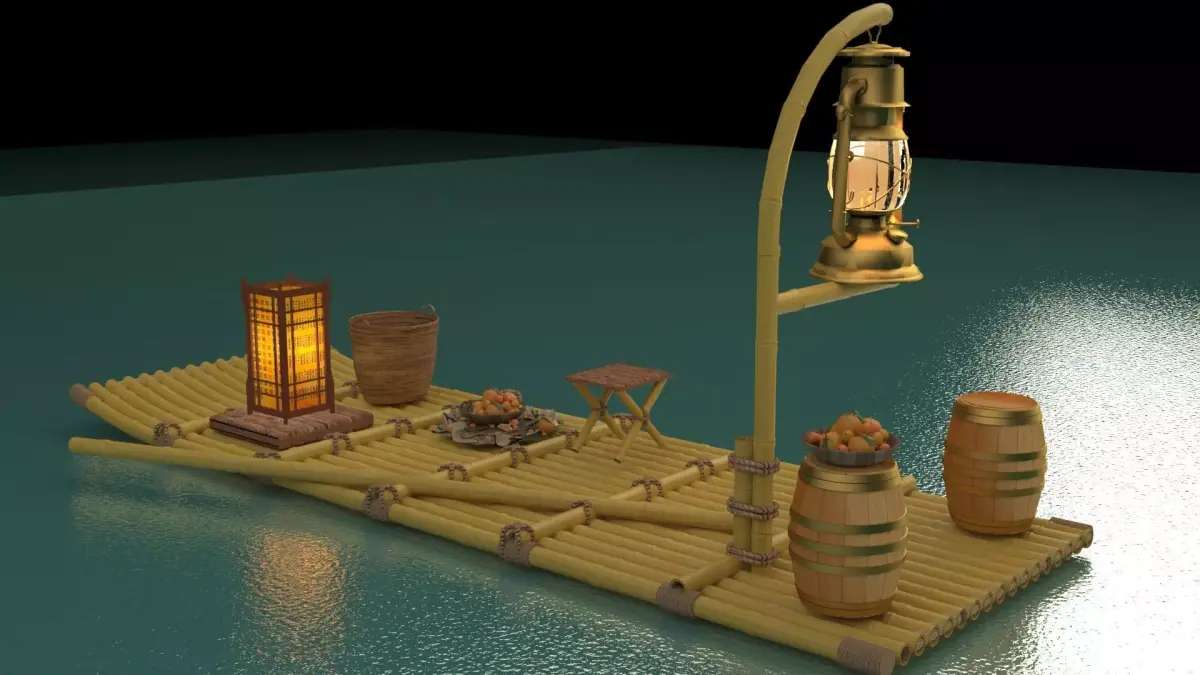 Chinese fishing raft 3D model