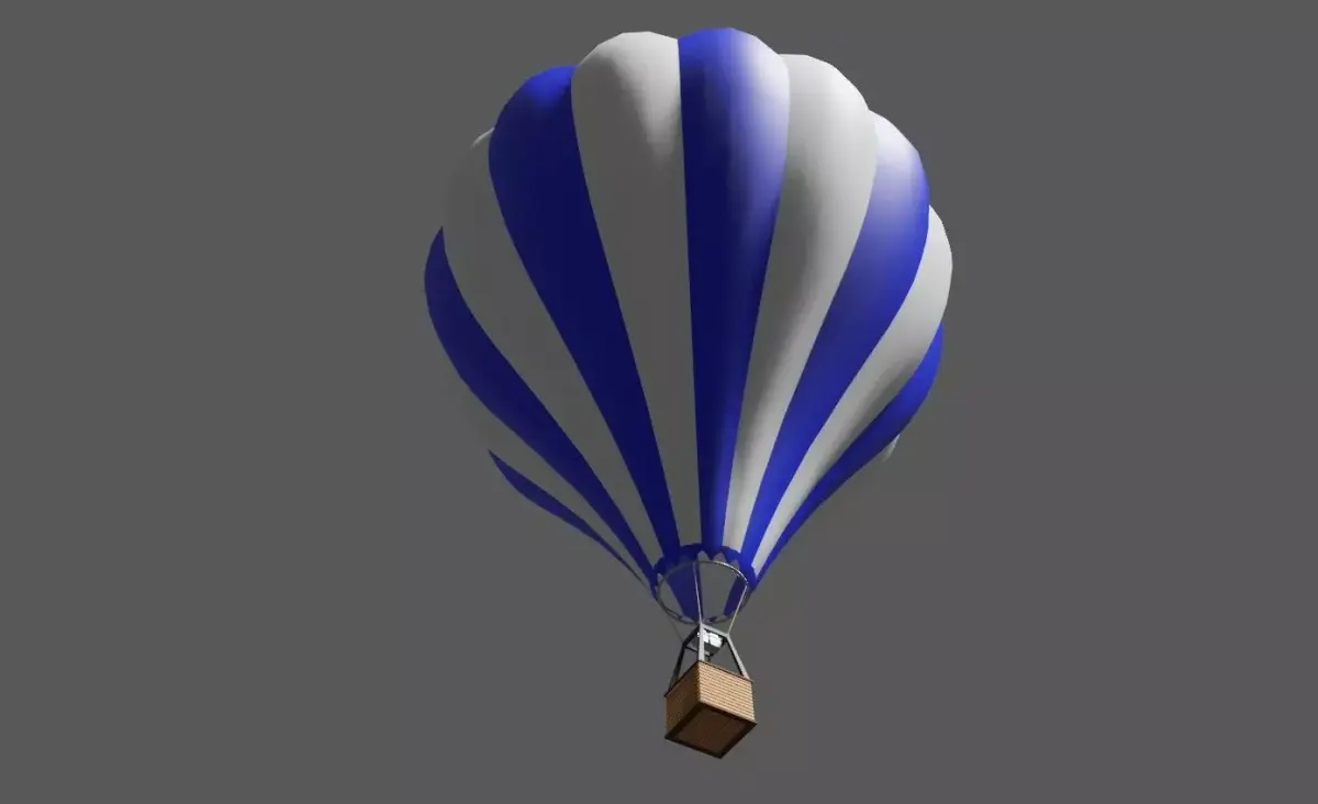 Blue Balloon Striped - Balao Azul Listrado Low-poly 3D model