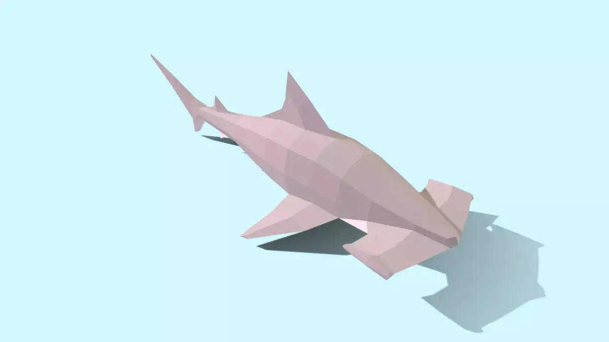 Low Poly Great Hammerhead Shark Low-poly 3D model