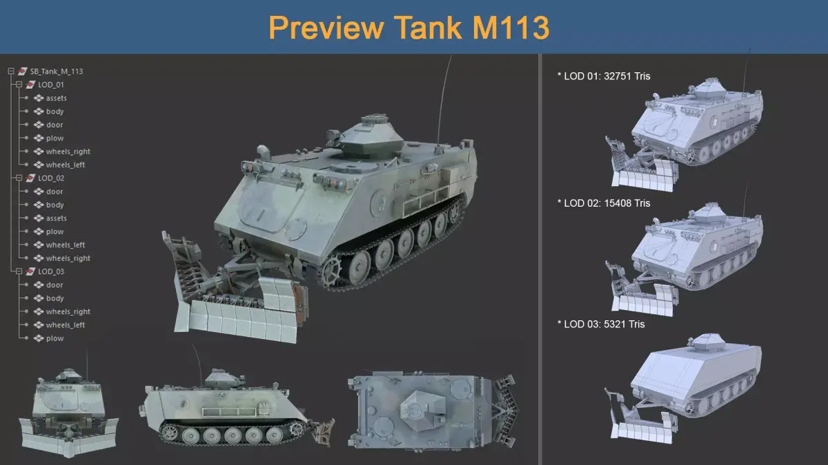 Asset - Army - Tank - M113 Low-poly 3D model