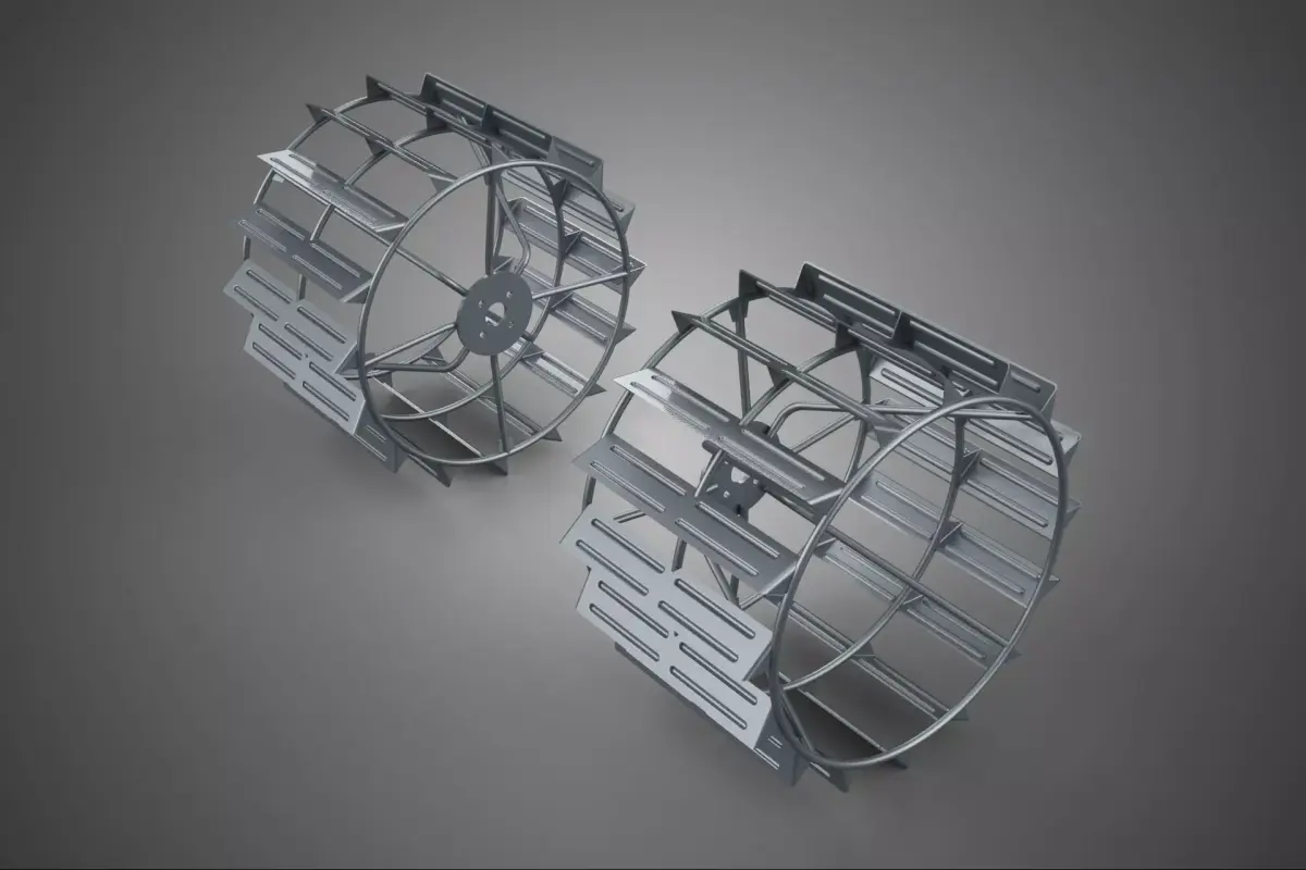 LONG WIDE DOUBLE TRACK TREAD METAL CAGE WHEEL TRACTOR TYRE TIRE 3D model