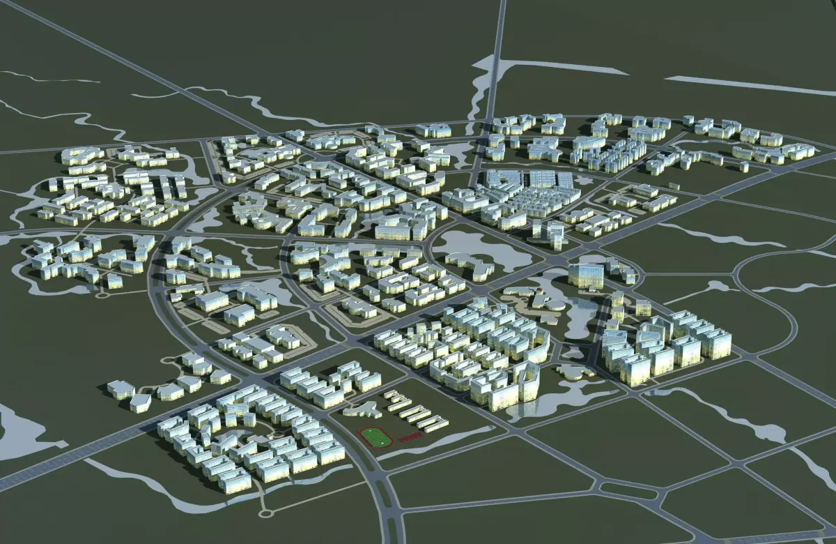 Architecture city with buildings and roads 3D model purchase