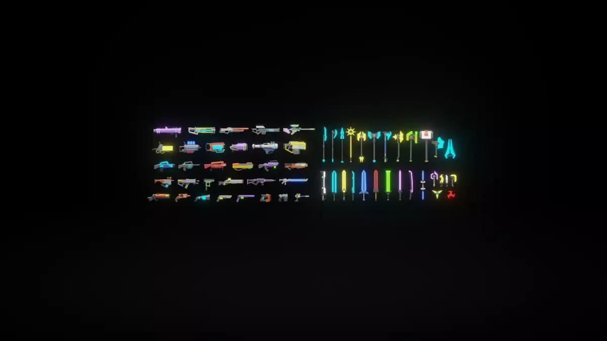 Low Poly Fantastic Weapons Low-poly 3D model