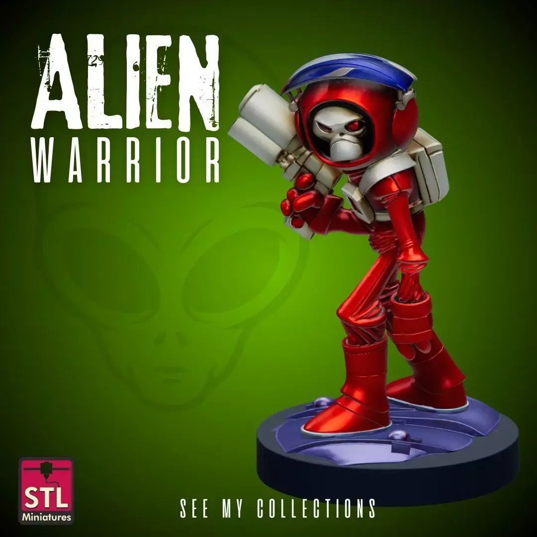 Alien Warrior STL Sci-Fi Soldier Figure 3D print model