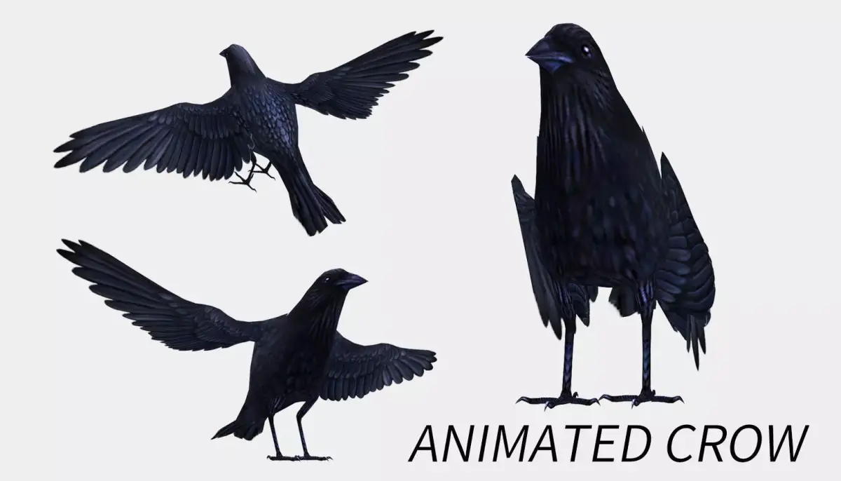 animated low poly crow Low-poly 3D model purchase