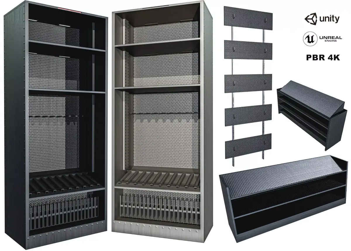 Gun Storage Rack Pack Low-poly 3D model