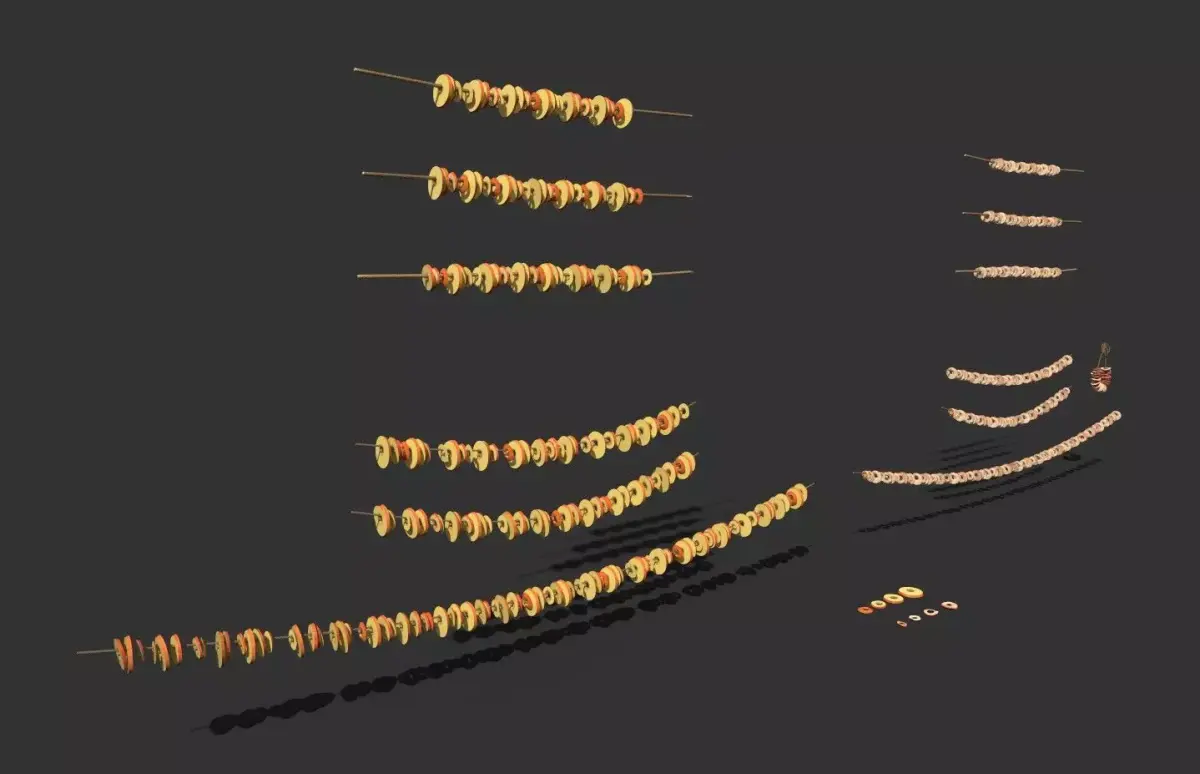 Apple rings preservation - dried and fresh Low-poly 3D model