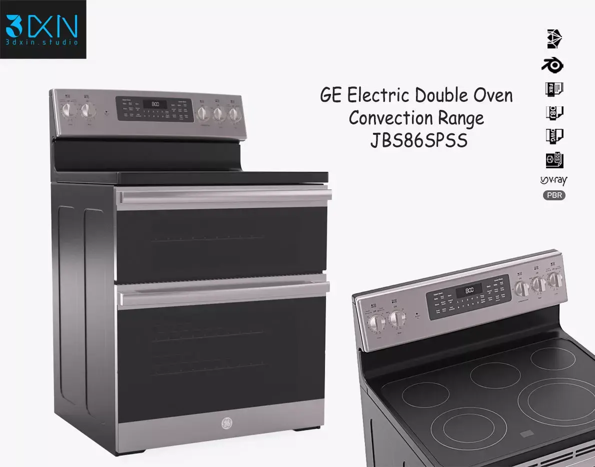 GE Electric Double Oven Convection Range JBS86SPSS 3D model